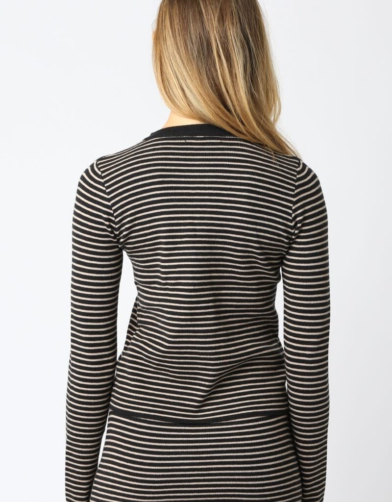 Teddi Striped Knit Button Down Long Sleeve Top