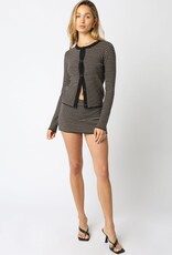 Teddi Striped Knit Button Down Long Sleeve Top