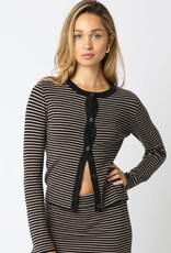 Teddi Striped Knit Button Down Long Sleeve Top