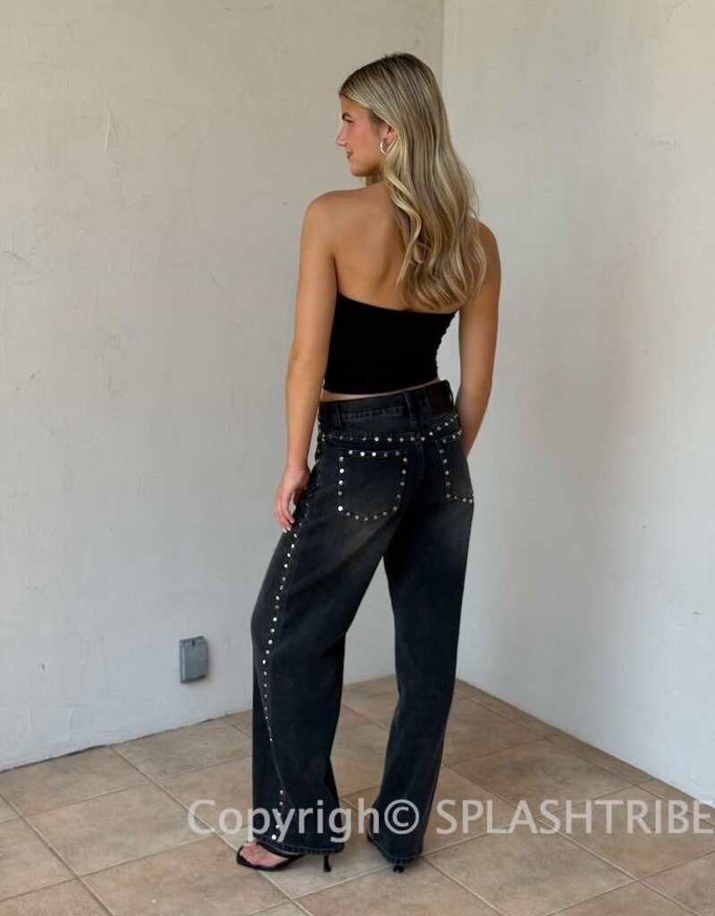 Lucy In The Sky Studded Low Rise Baggy Jeans