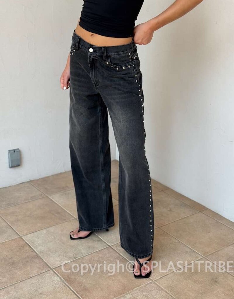 Lucy In The Sky Studded Low Rise Baggy Jeans