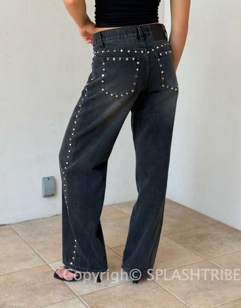 Lucy In The Sky Studded Low Rise Baggy Jeans