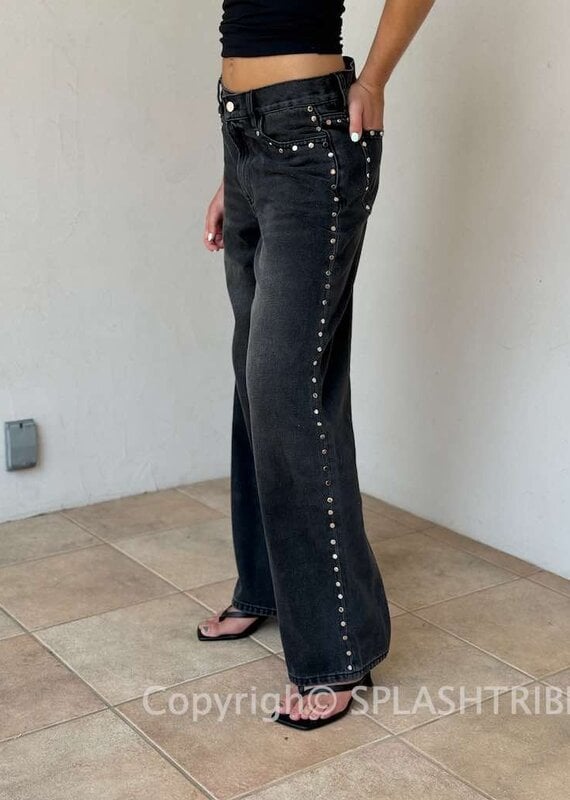 Lucy In The Sky Studded Low Rise Baggy Jeans