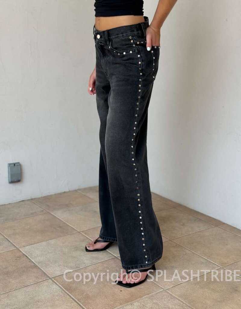 Lucy In The Sky Studded Low Rise Baggy Jeans