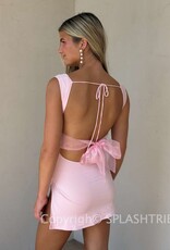 Lucy In The Sky Tulle Back Bow Ruched Bodycon Mini Dress