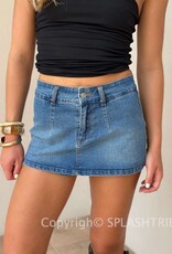 Medium Denim Micro Mini Skort