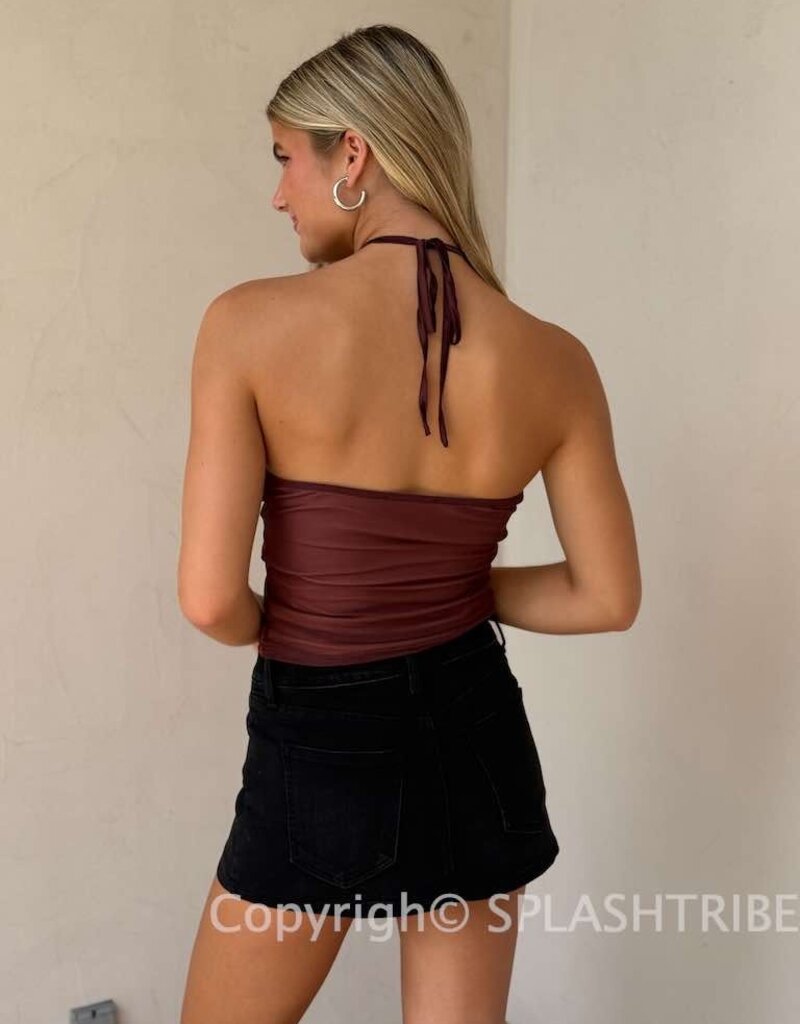 Mesh Sequin Strapless Embroidered Top