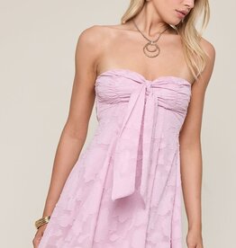 Strapless Embossed Open Back Mini Dress