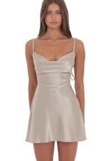 Lucy In The Sky Rhinestone Strap Satin Mini Dress