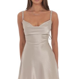 Lucy In The Sky Rhinestone Strap Satin Mini Dress