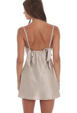 Lucy In The Sky Rhinestone Strap Satin Mini Dress