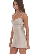 Lucy In The Sky Rhinestone Strap Satin Mini Dress