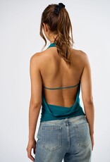 Cowl Halter Metal Trim Top