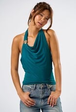 Cowl Halter Metal Trim Top