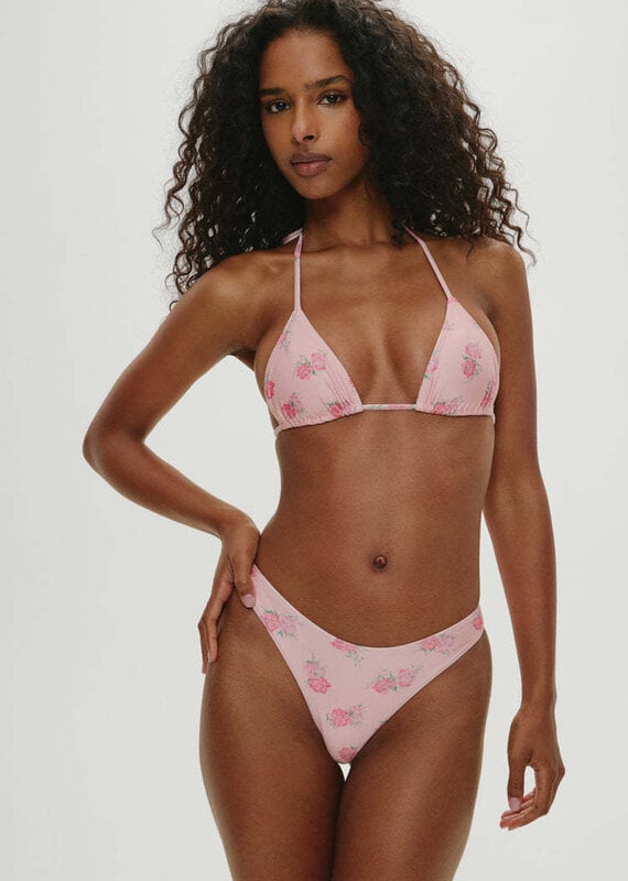 Frankies Bikinis Nick Floral Satin Skimpy Triangle Bikini Top