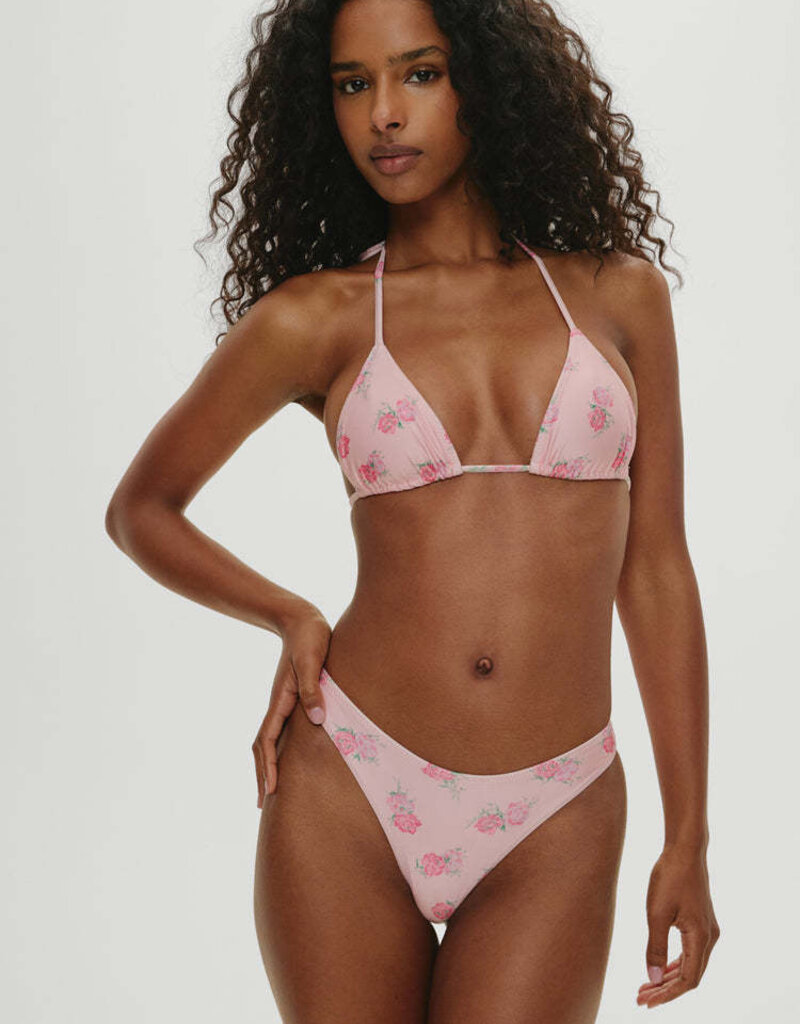 Frankies Bikinis Nick Floral Satin Skimpy Triangle Bikini Top
