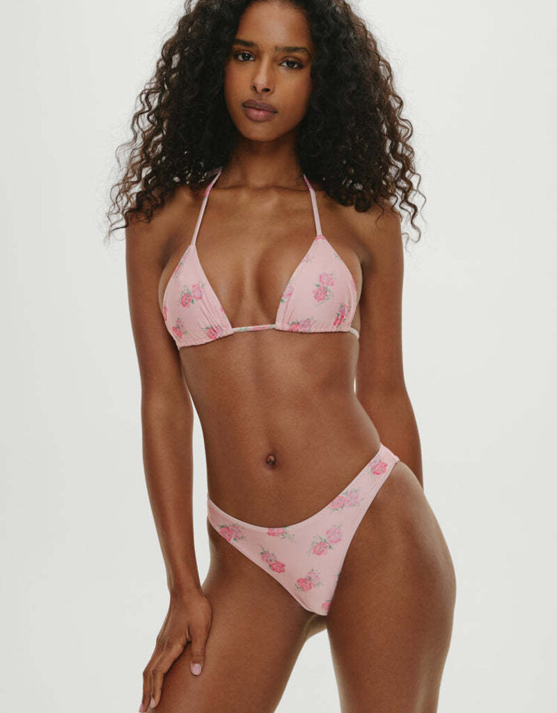 Frankies Bikinis Dove Floral Satin Bikini Bottom