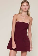 Front Pocket A Line Strapless Mini Dress