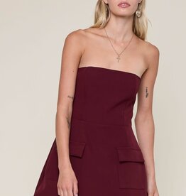 Front Pocket A Line Strapless Mini Dress