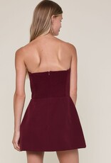 Front Pocket A Line Strapless Mini Dress