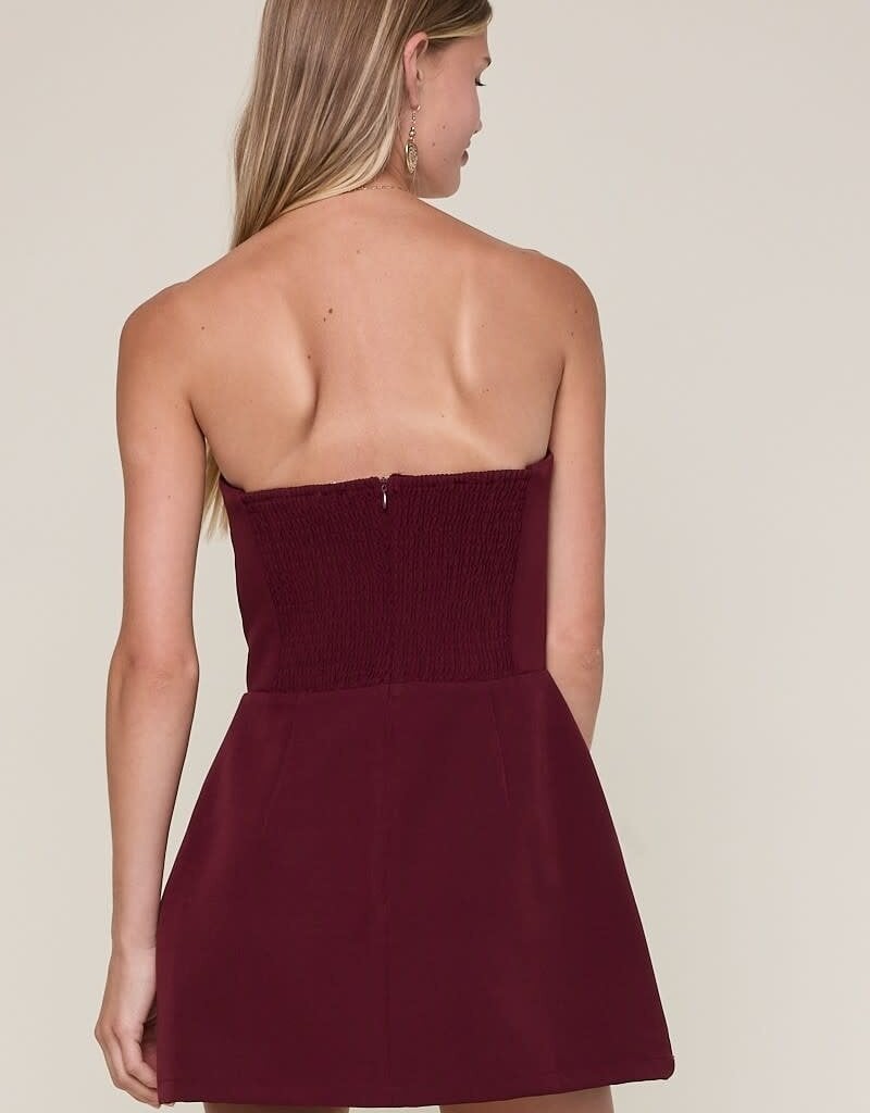 Front Pocket A Line Strapless Mini Dress