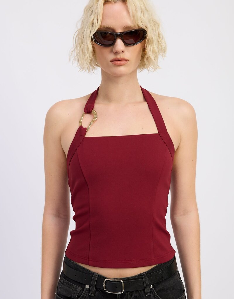 Metal Link Detail Halter Top