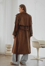 Faux Suede Trench Coat