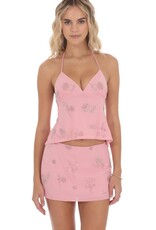 Lucy In The Sky Sequin Beaded Floral Mini Skirt