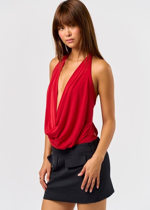 Chic Cowl Tie Back Bodysuit