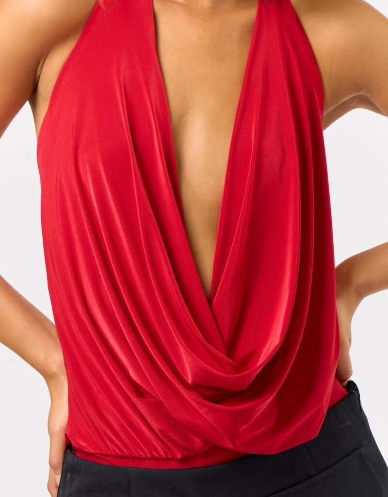 Chic Cowl Tie Back Bodysuit