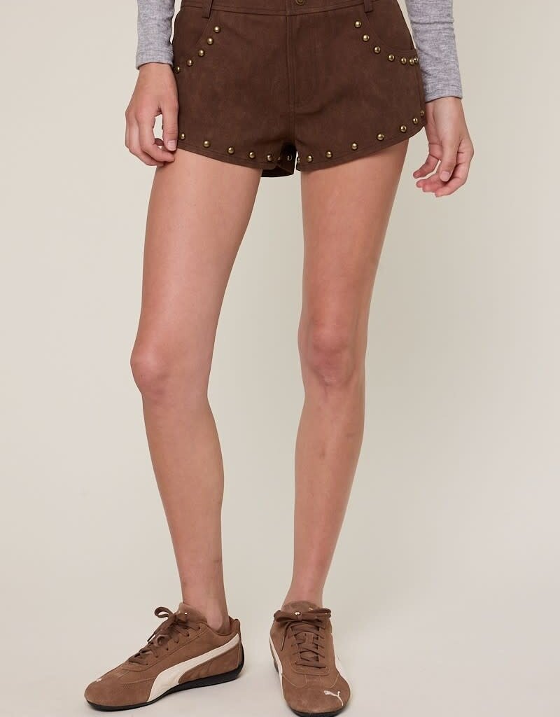 Faux Suede Studded Micro Shorts