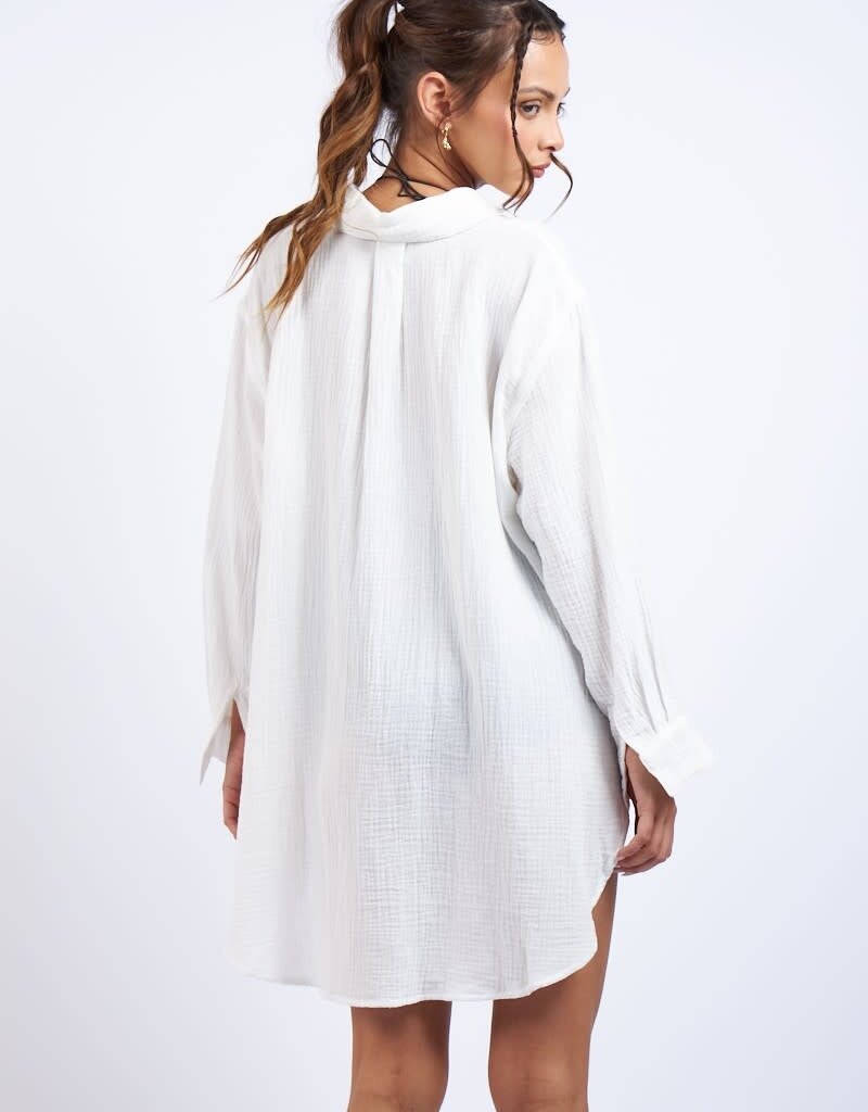 Oversized Collar Shirt Beach Coverup