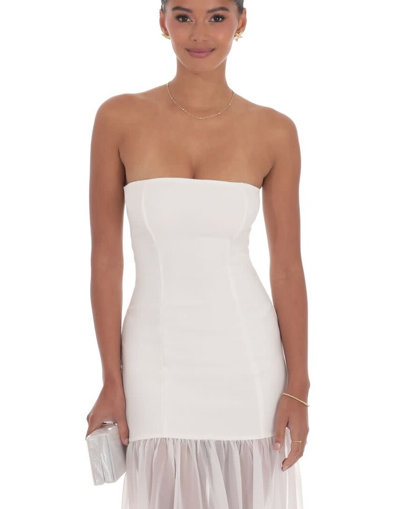 Lucy In The Sky Strapless Chiffon Drop Skirt Maxi Dress