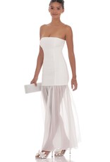 Lucy In The Sky Strapless Chiffon Drop Skirt Maxi Dress