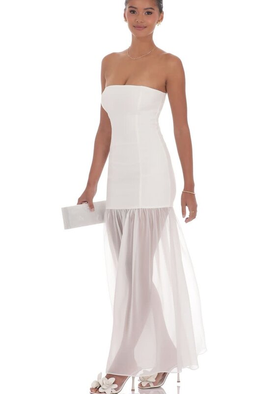 Lucy In The Sky Strapless Chiffon Drop Skirt Maxi Dress