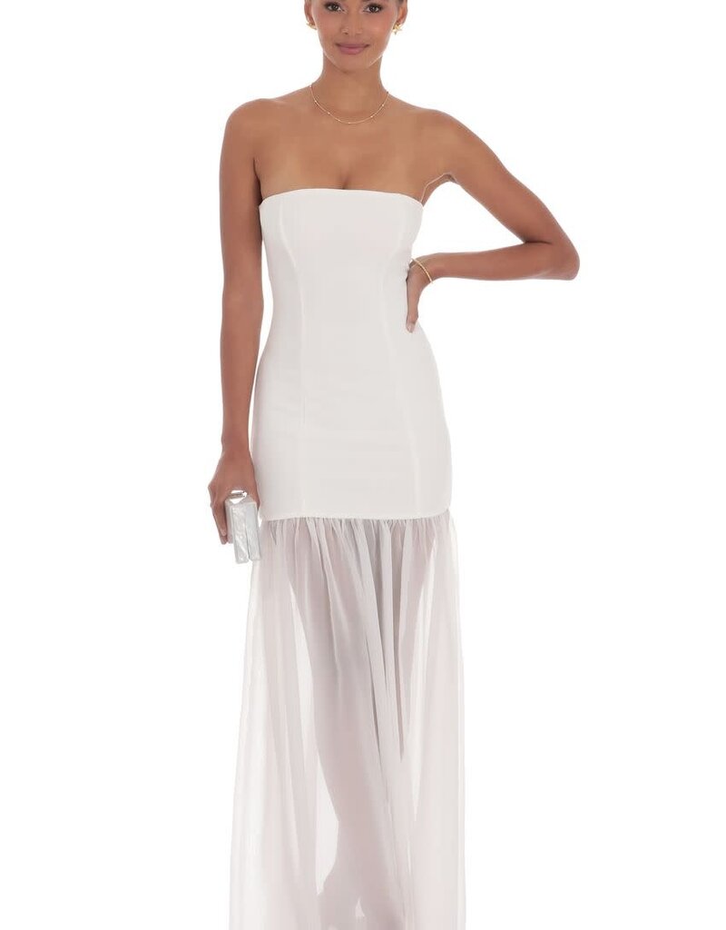 Lucy In The Sky Strapless Chiffon Drop Skirt Maxi Dress