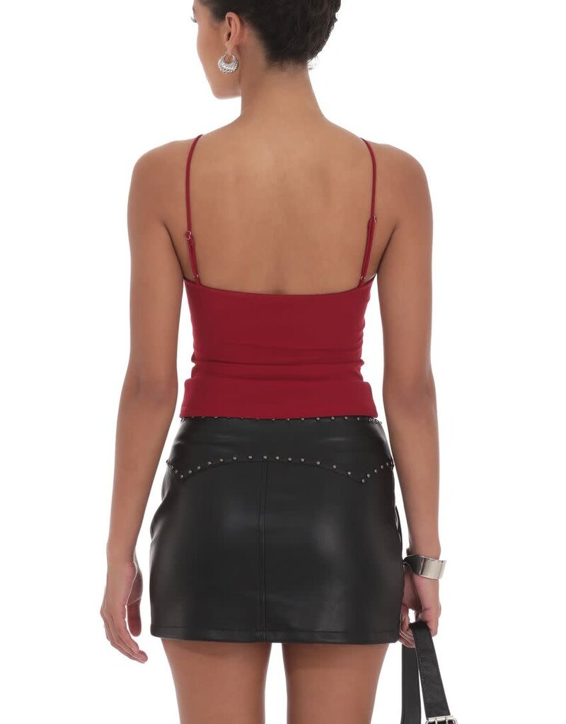 Lucy In The Sky Studded Belt Faux Leather Mini Skirt