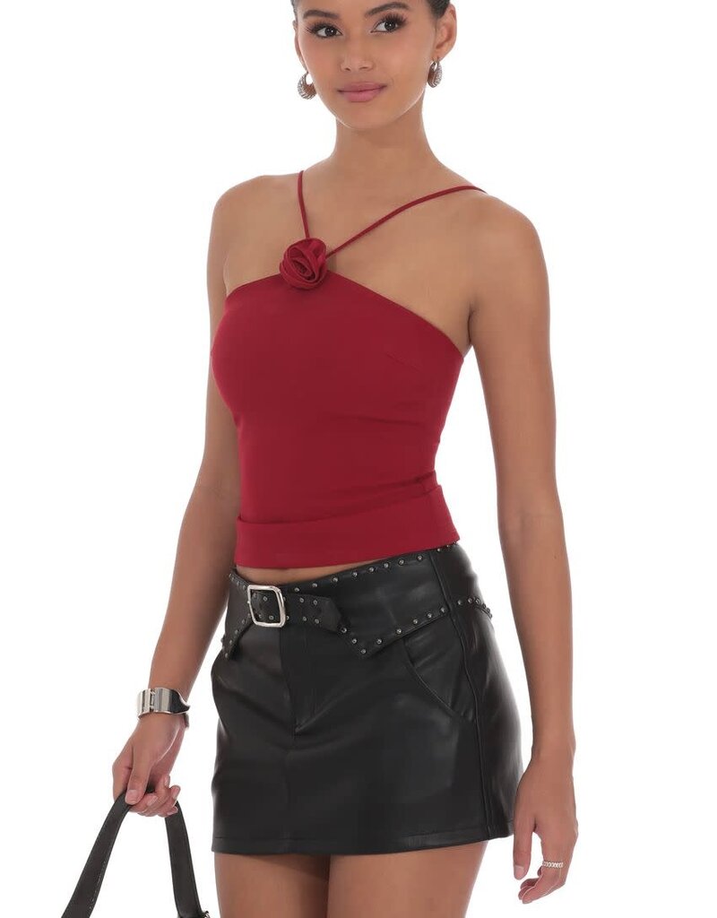 Lucy In The Sky Studded Belt Faux Leather Mini Skirt