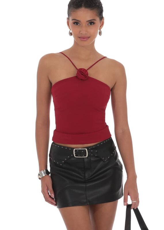 Lucy In The Sky Studded Belt Faux Leather Mini Skirt