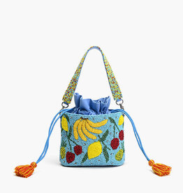 Lush Fruits Beaded Bucket Bag