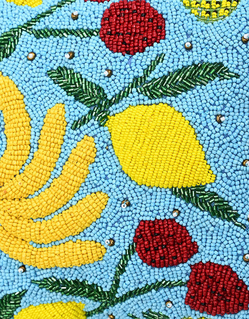 Lush Fruits Beaded Bucket Bag