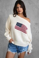 American Flag Off The Shoulder Sweater