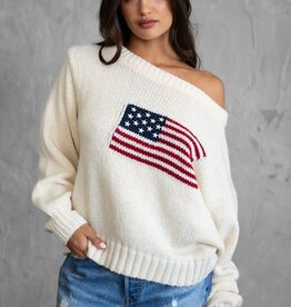 American Flag Off The Shoulder Sweater