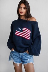 American Flag Off The Shoulder Sweater