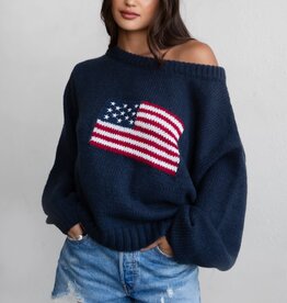 American Flag Off The Shoulder Sweater