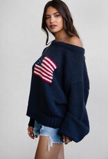 American Flag Off The Shoulder Sweater