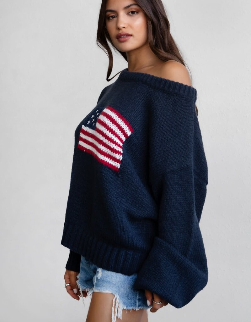 American Flag Off The Shoulder Sweater