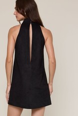 Faux Suede High Neck Sleeveless Mini Dress