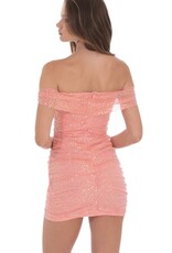 Lucy In The Sky Iridescent Sequin Off Shoulder Mini Dress