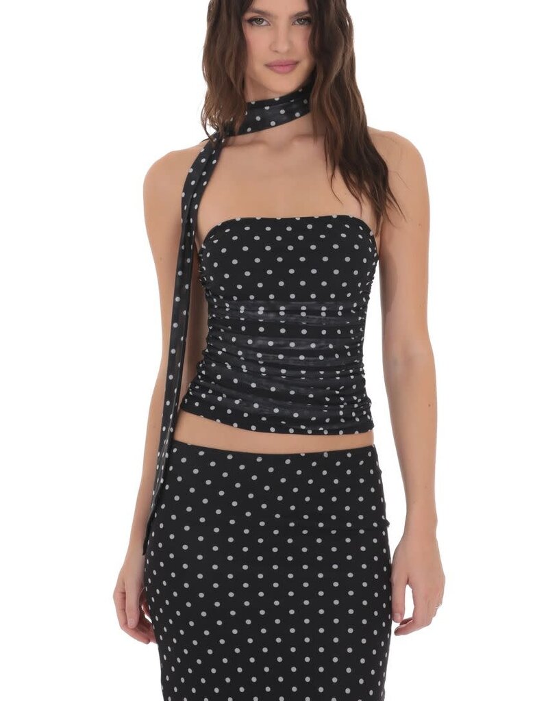 Lucy In The Sky Scarf Polka Dot Mesh Tube Top